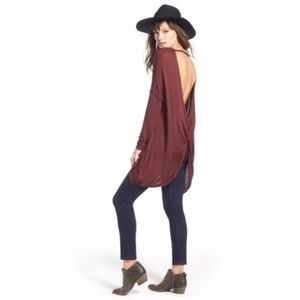 Free People Shadow Hacci Back Twist Top Sweater